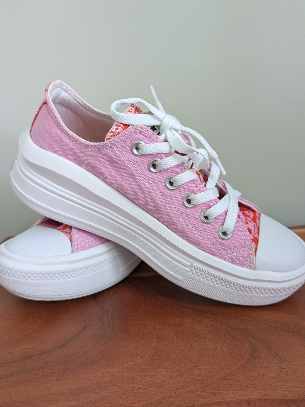 Converse Pink Canvas Platform Low Top Sneakers